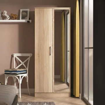 Devon tall wardrobe - 2 door - 1 mirror - oak
