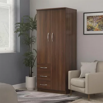 Avon wardrobe - 2 door - rhf 3 drawers - walnut