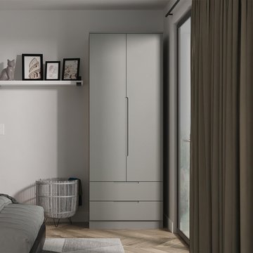 Milan wardrobe - 2 door - 2 drawer - double - grey