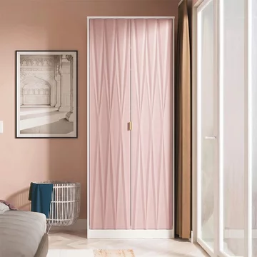 Diamond plain tall wardrobe - 2 door - pink and white
