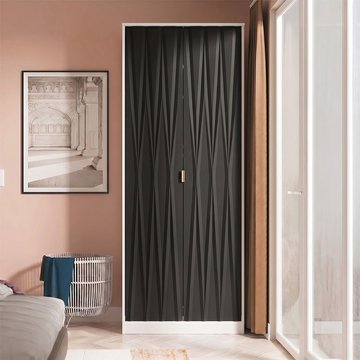 Diamond plain tall wardrobe - 2 door - black and white