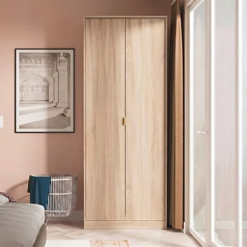 Diamond plain tall wardrobe - 2 door - oak
