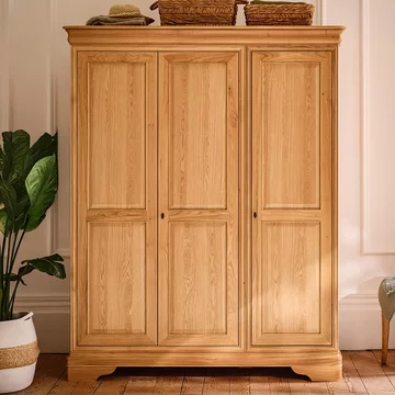 Bordeaux wardrobe - 3 door - 3 drawer - natural - oak