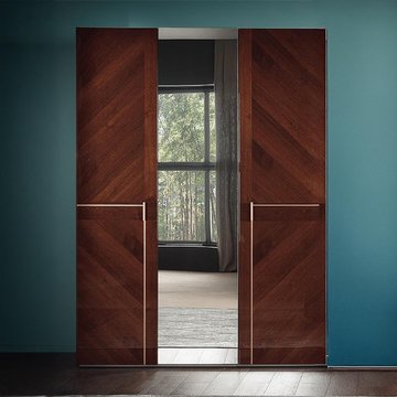 Bellagio wardobe - 3 door 1 mirror - high gloss walnut - wooden