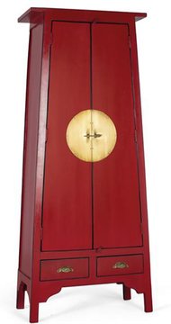 Aynor wardrobe - 2 door - red - mango wood