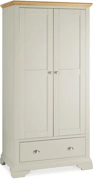 Hampstead soft grey & pale oak wardrobe - 2 door combi