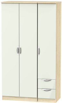 Camden wardrobe - 3 door - tall triple - rhf 2 drawers - gloss cashmere and oak