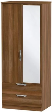 Camden combi wardrobe - 2 door - 1 mirror - walnut