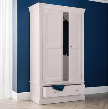 Clermont double wardrobe - 2 door - 1 drawer - soft grey