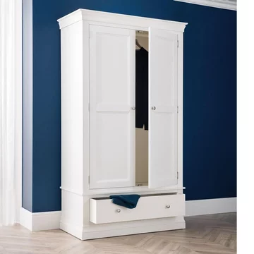 Clermont double wardrobe - 2 door - 1 drawer - white