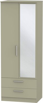 Contrast tall combi wardrobe - 2 door - 1 mirror - mushroom
