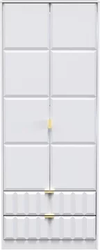 Cube tall wardrobe - 2 door - 2 drawer - white