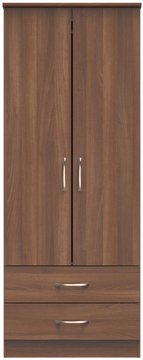 Eve wardrobe - 2 door - 2 drawer - double - tall - walnut