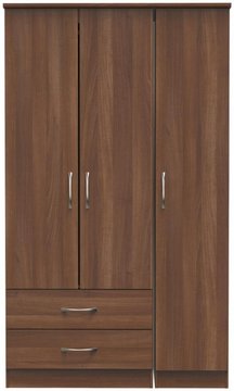 Eve wardrobe - 3 door - tall - triple - lhf 2 drawers - walnut