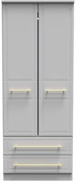 Faye wardrobe - 2 door - 2 drawer - double - grey