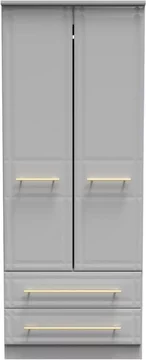 Faye wardrobe - 2 door - 2 drawer - double - grey ash