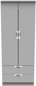 Flora wardrobe - 2 door - 2 drawer - double - grey