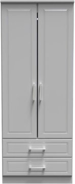 Gina wardrobe - 2 door - 2 drawer - double - grey ash