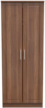 Gina wardrobe - 2 door - plain - tall - walnut