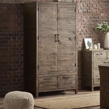 Heritage double wardrobe - 2 door - 2 drawer - reclaimed pine