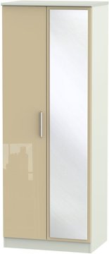 Knightsbridge wardrobe - 2 door - 1 mirror - tall - mushroom and cashmere matt