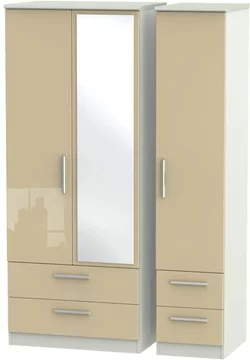 Knightsbridge wardrobe - 3 door - 1 mirror - combi - mushroom and cashmere matt