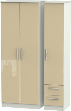 Knightsbridge wardrobe - 3 door - rhf 2 drawers - tall - triple - mushroom and cashmere matt