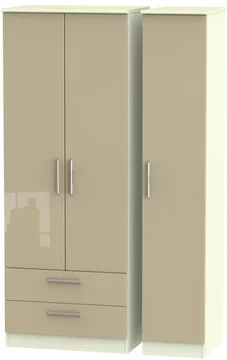 Knightsbridge wardrobe - 3 door - lhf 2 drawer - triple - tall - mushroom and cream