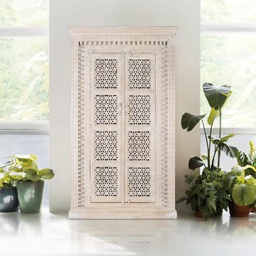 Lomax wardrobe - white carved mango wood - 2 door