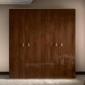 Modern eva wardrobe - 4 door - walnut with gold trim