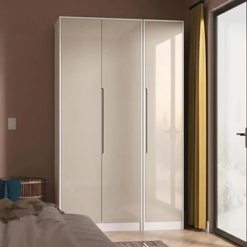 Monaco wardrobe - 3 door - tall - triple - cashmere gloss and white