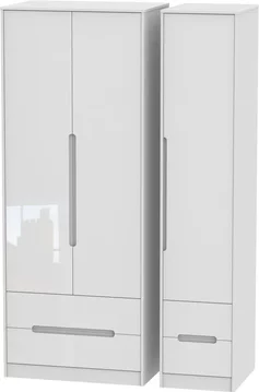 Monaco wardrobe - 3 door - 4 drawers - tall - triple - white gloss