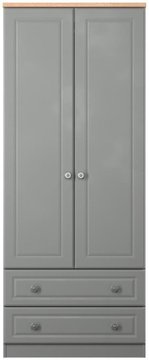 Norfolk wardrobe - 2 door - 2 drawer - double - grey and oak