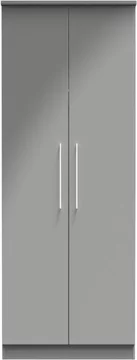 Paris wardrobe - 2 door - plain - tall - grey gloss