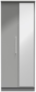 Paris wardrobe - 2 door - 1 mirror - tall - grey gloss