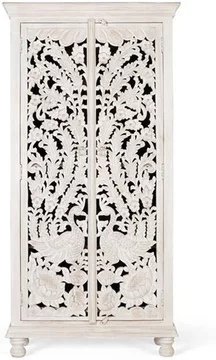 Quintana wardrobe - washed carved - mango wood - 2 door