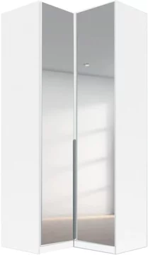 Alabama wardrobe - 100cm - 2 door corner - mirrored - alpine white
