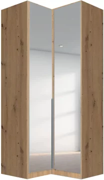 Alabama wardrobe - 100cm - 2 door corner - mirrored - artisan oak