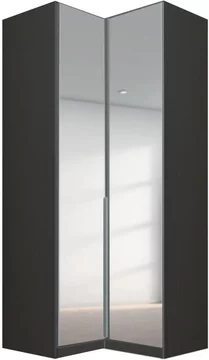 Alabama wardrobe - 100cm - 2 door corner - mirrored - metallic dark grey
