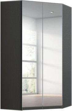 Alabama wardrobe - 117cm - 2 door corner - mirrored - metallic dark grey