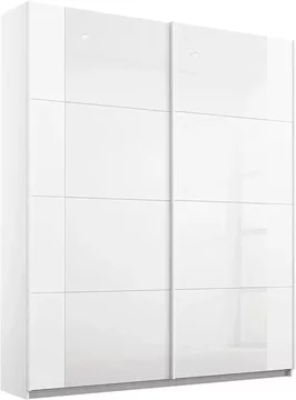 Artemis sliding wardrobe - 181cm - 2 door - alpine white & white glass