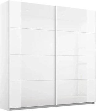 Artemis sliding wardrobe - 226cm - 2 door - alpine white & white glass
