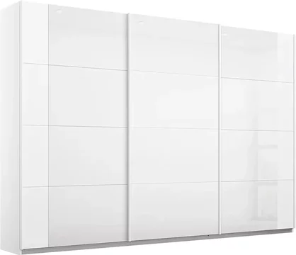 Artemis sliding wardrobe - 271cm - 3 door - alpine white & white glass