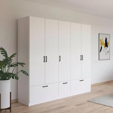 Bari wardrobe - 226cm - 5 door - 3 drawer - alpine white