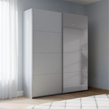 Beluga extra sliding wardrobe - 137cm - 2 door - grey mirror - silk grey