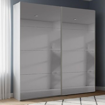 Beluga extra sliding wardrobe - 181cm - 2 door - grey mirrored - silk grey