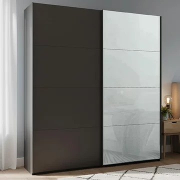 Beluga extra sliding wardrobe - 181cm - 2 door - graphite & silk grey glass front
