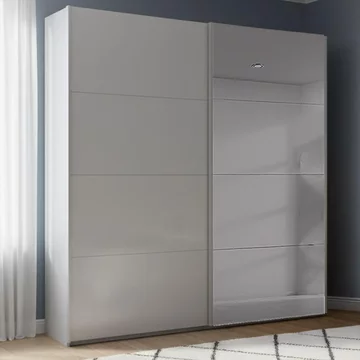 Beluga extra sliding wardrobe - 181cm - 2 door - grey mirror - silk grey