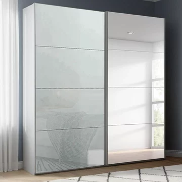 Beluga extra sliding wardrobe - 181cm - 2 door - mirror - silk grey & silk grey glass