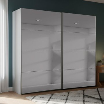 Beluga extra sliding wardrobe - 226cm - 2 door - grey mirrored - silk grey